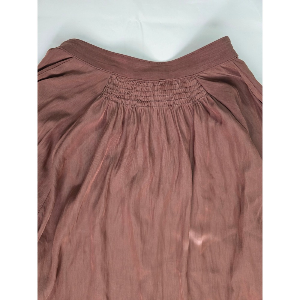 Wilfred Aritzia Brown Smocked V-Neck Long Sleeve Blouse Size Small - Picture 10 of 13